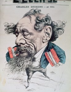 Charles Dickens a horcajadas sobre el Canal de la Mancha, ilustración de portada de 